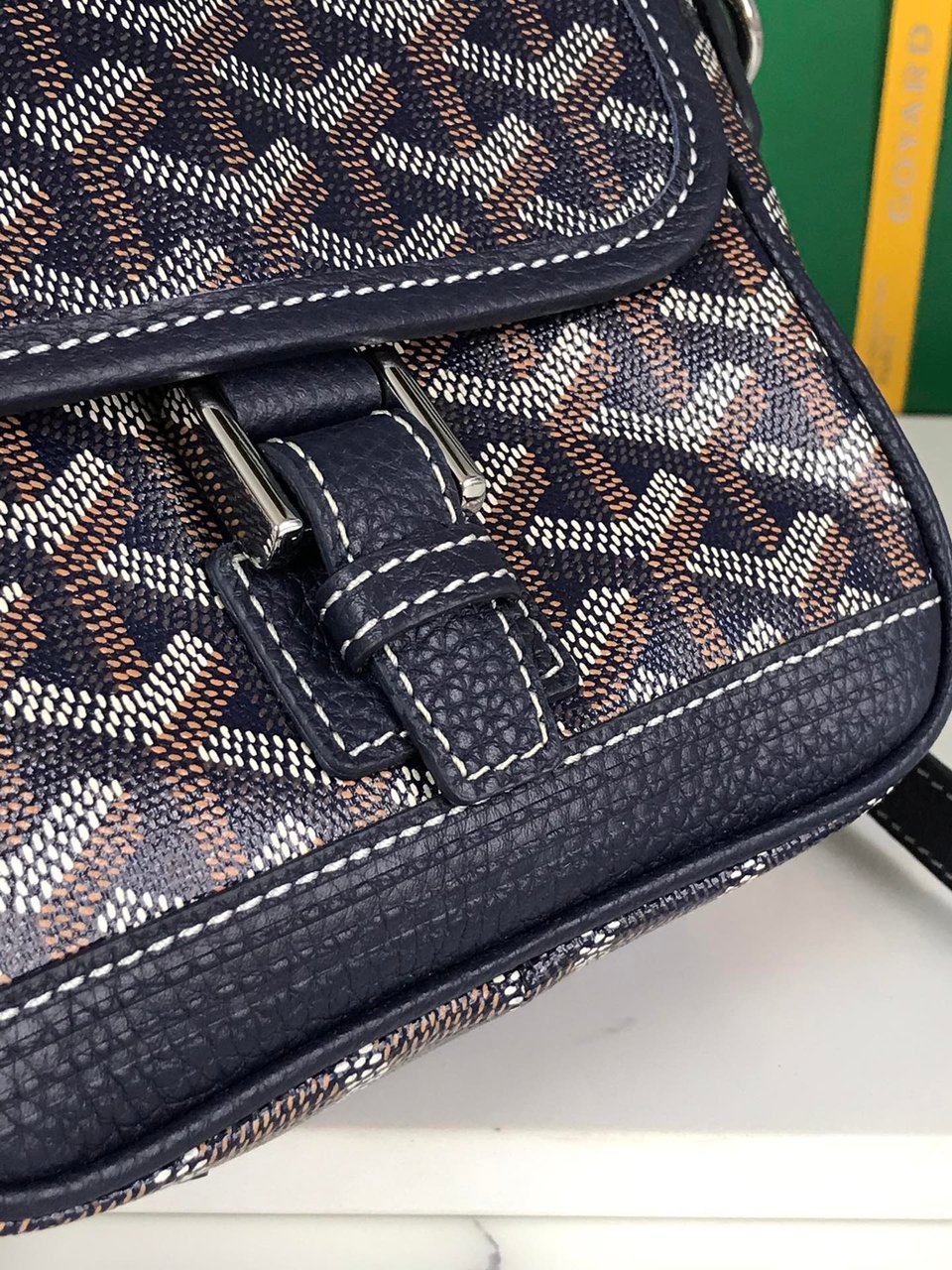 Goyard Grand Bleu 16 Cm Navy Blue Goyardine Canvas And Lambskin view 5