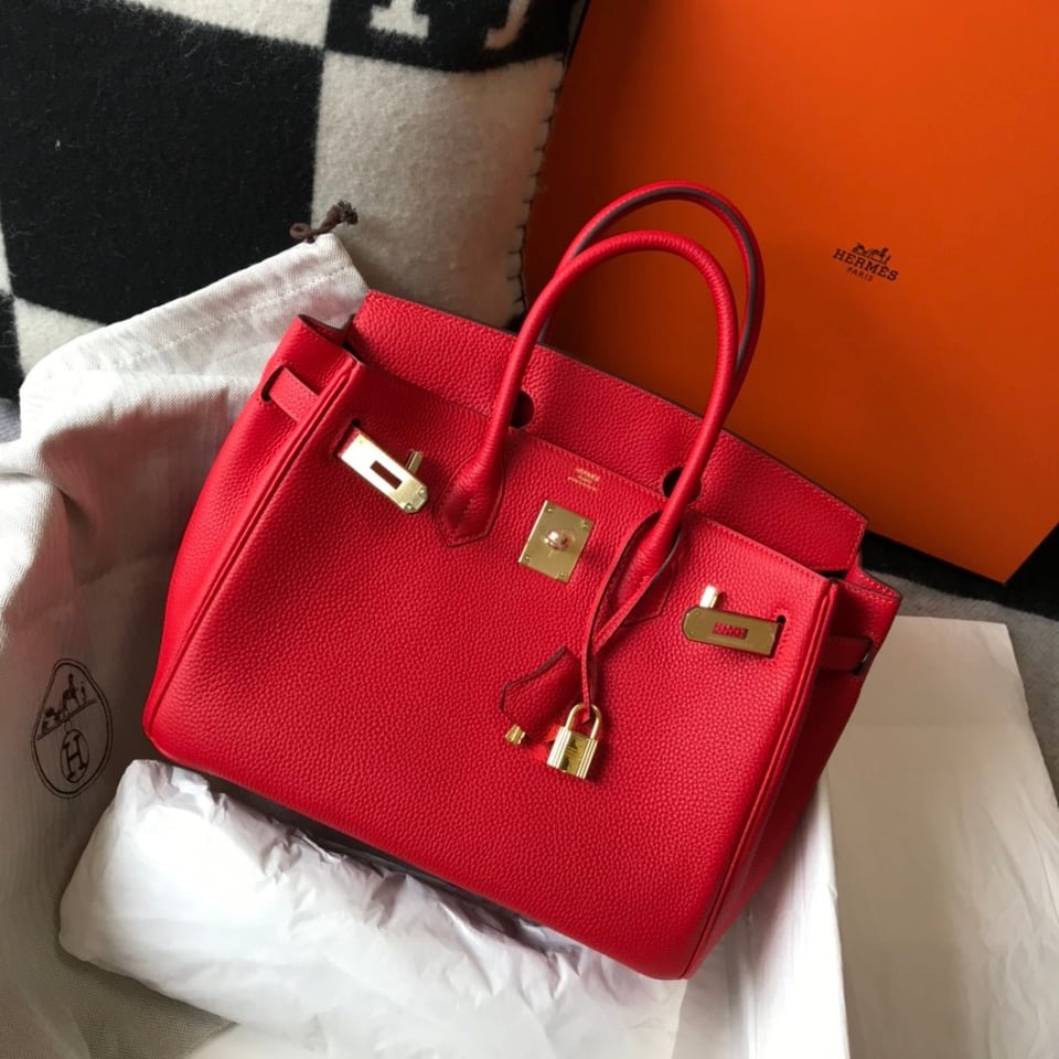 Hermes Birkin 35Cm Red Togo Leather Gold Hardware view 4