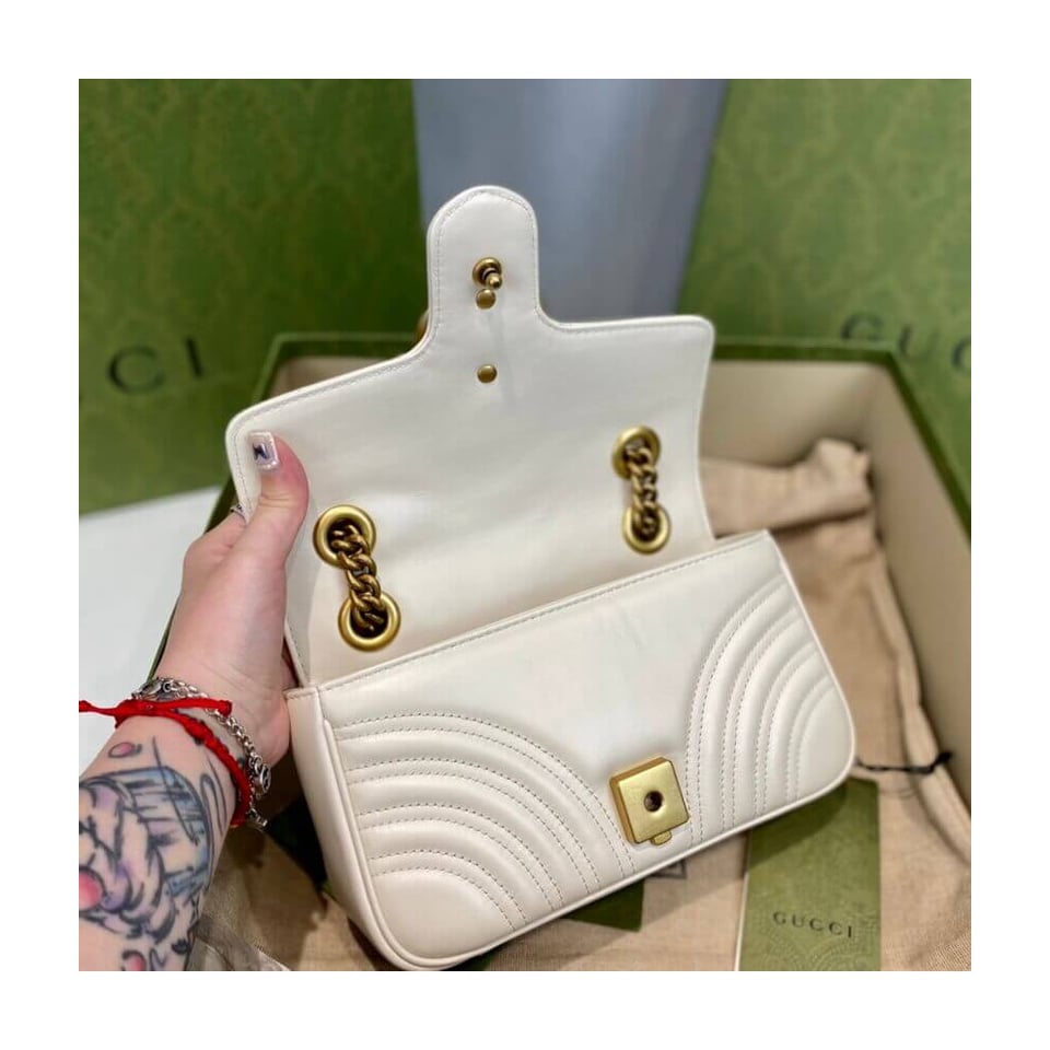 Gucci GG Marmont Matelasse Chevron Leather Mini Bag White view 12