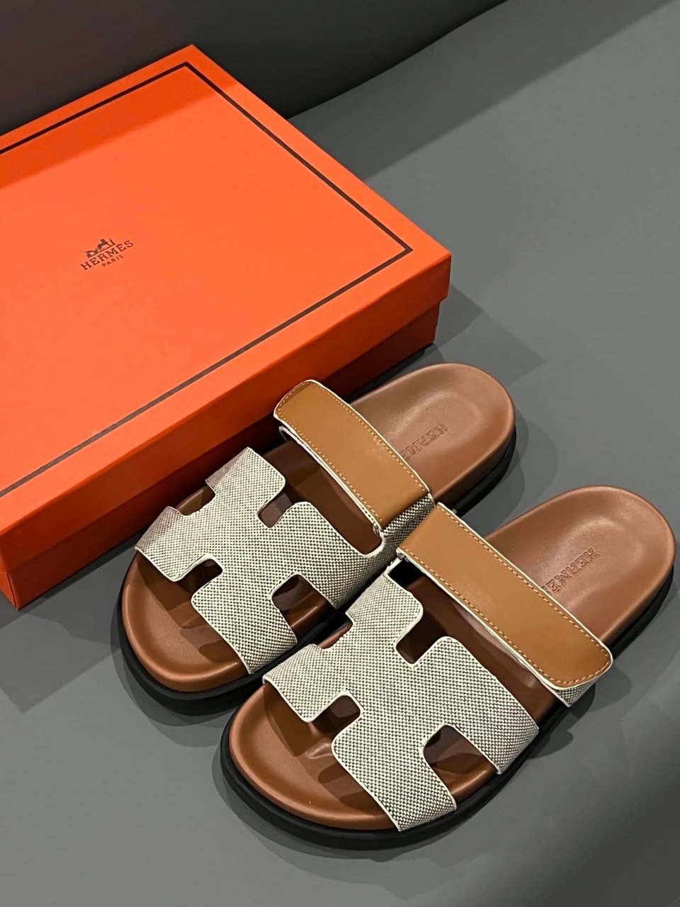 Hermes Chypre Sandal Prunoir Canvas Natural view 9