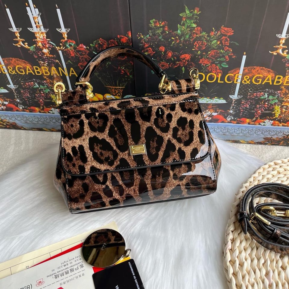 Dolce &amp; Gabbana Leopard-Print Sicily Top Handle Bag 20cm view 7
