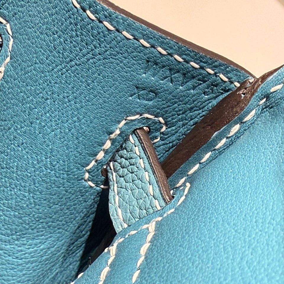 Hermes Birkin 25Cm Teal Green Togo Leather Silver Hardware 237510 view 8
