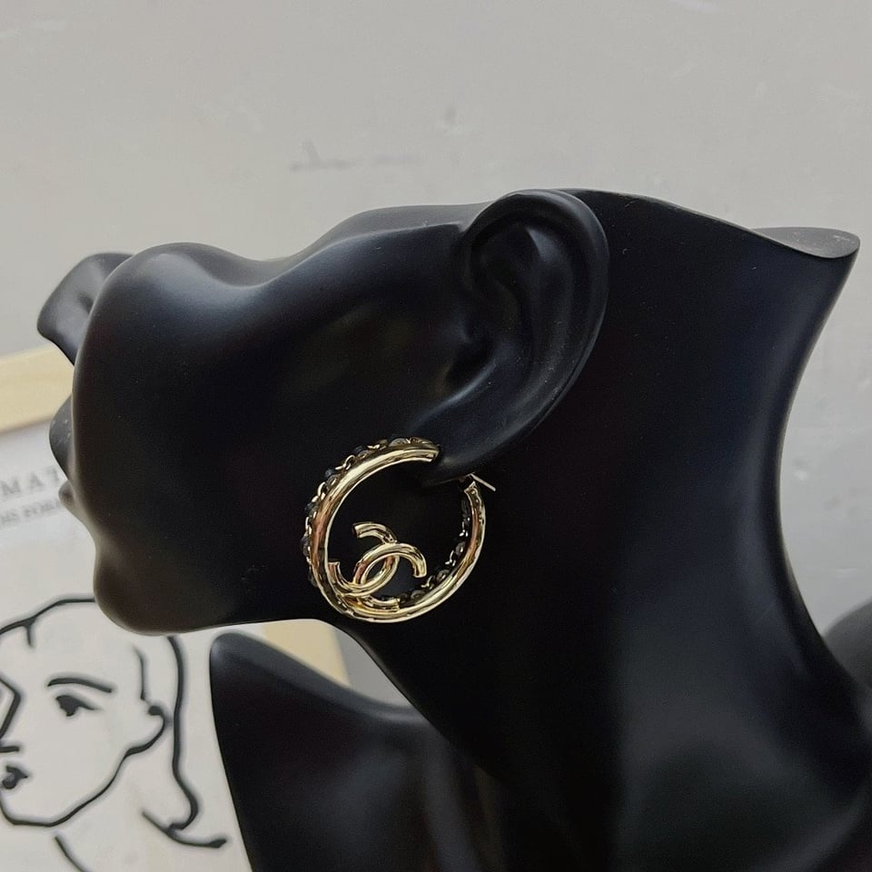 Chanel Gold Toned Metal With Cc Logo Earrings view 2