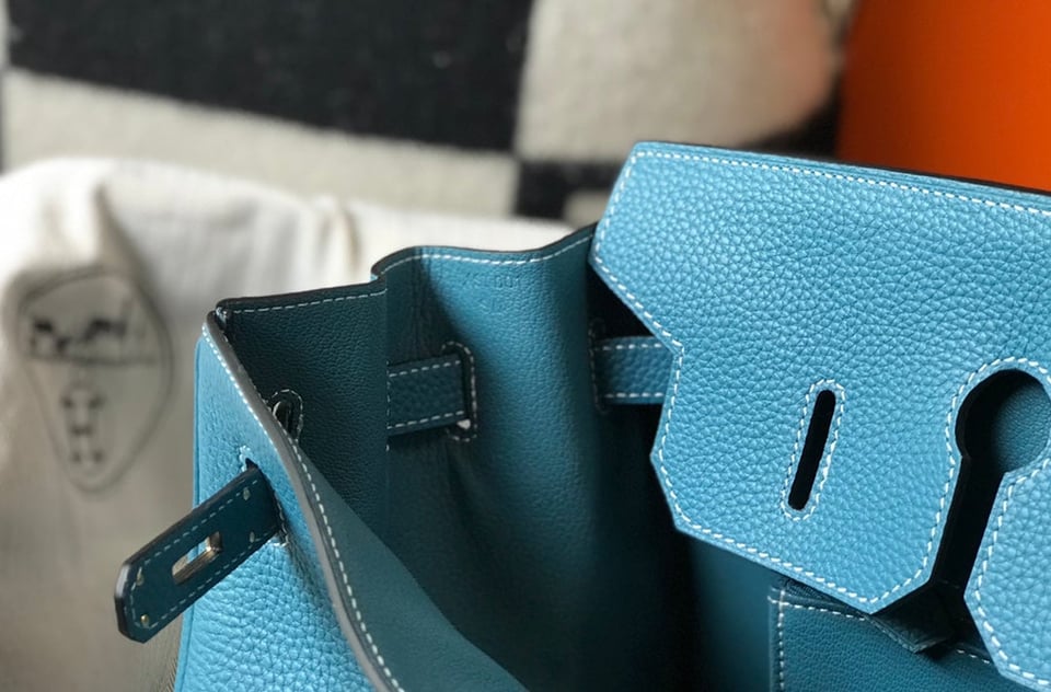 Hermes Birkin 35Cm Blue Togo Leather Gold Hardware view 9
