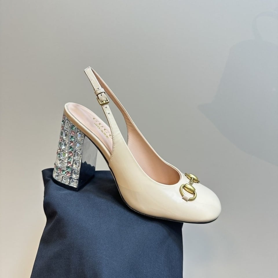 Gucci Women’S Horsebit Pump With Crystals White 795984 Bnc00 9540 view 5