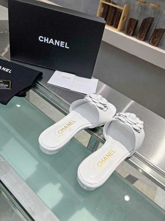 Chanel Camellia Slides White view 6