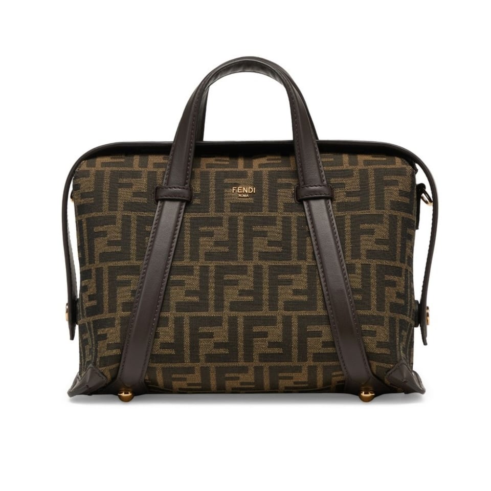 Fendi Boston 365 Brown Ff Jacquard Fabric Bag 27.5 Cm view 2
