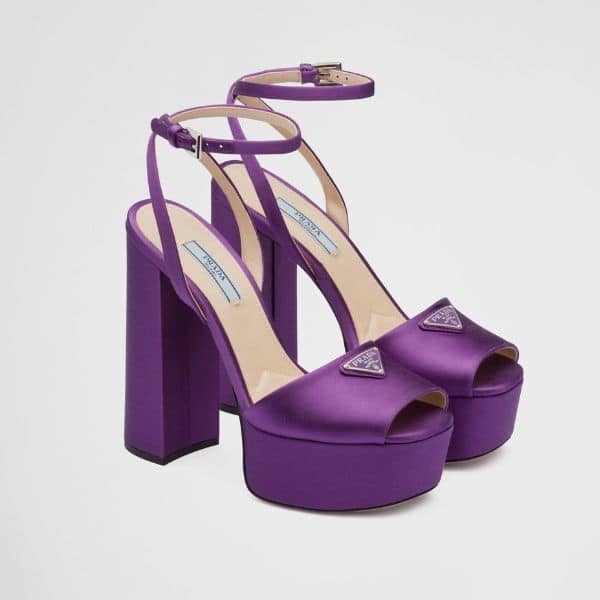 Prada High-Heeled Satin Sandals Violet 1Xp48B049F0030F135 view 2