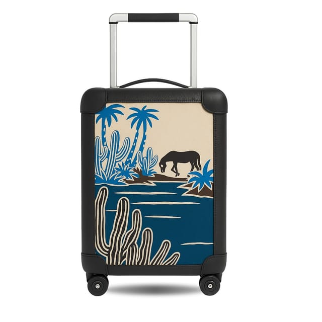 Hermes Suitcase Blue Canvas Travel Cabin Luggage 55cm