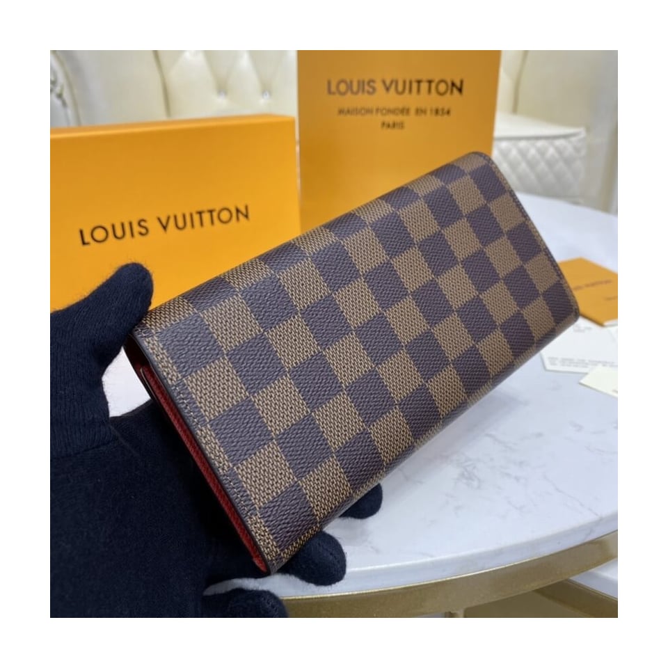 Louis Vuitton Damier Ebene Emilie Wallet Red view 5