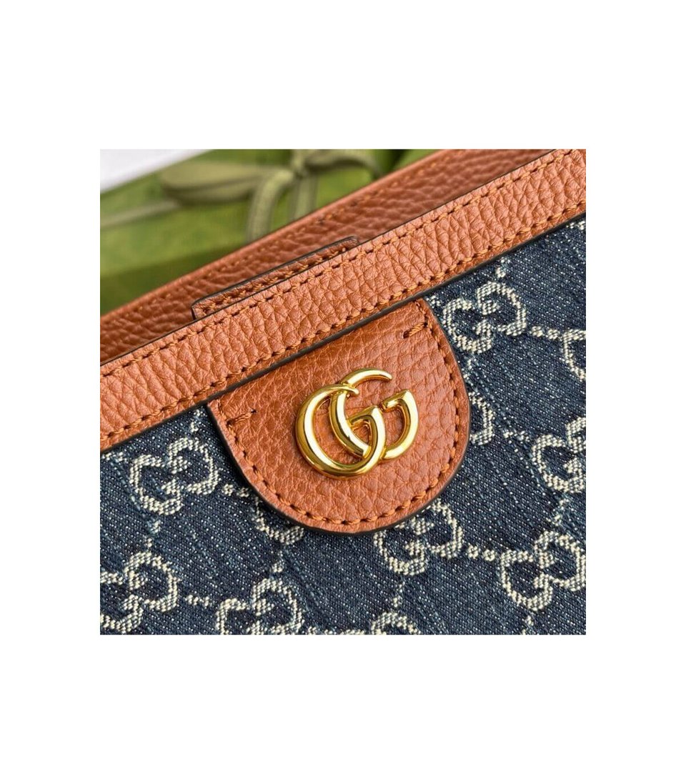 Gucci Indigo &amp; Brown Ophidia Denim Tote 38cm view 9