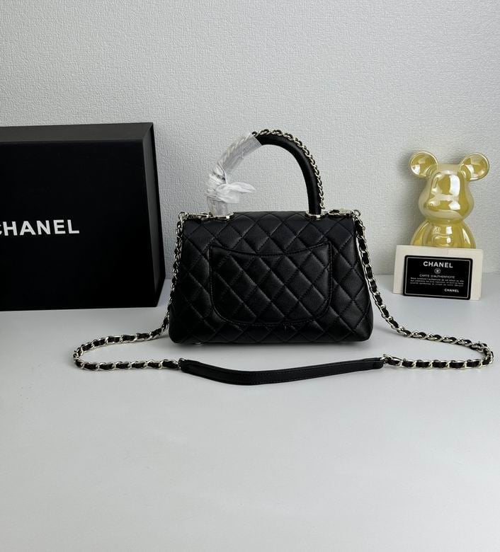 Chanel Coco Classic Flap 24cm/9.4in Caviar Leather Silver Hardware – Black view 5
