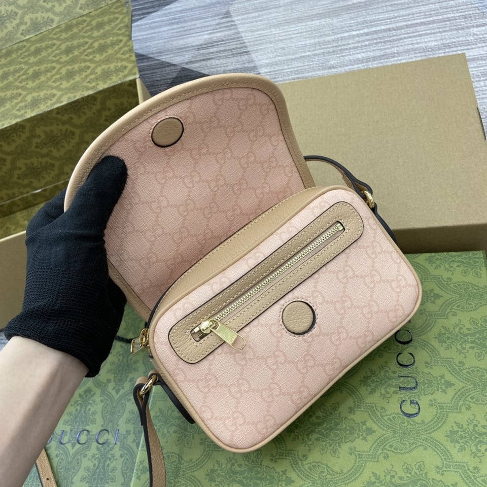 Gucci Monogram Textured Dollar Mini Ophidia Rose Pink view 3