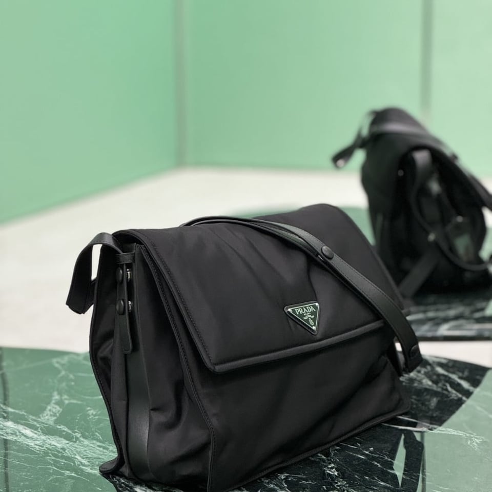 Prada Re Nylon Large Padded Shoulder Bag Black 38Cm view 4