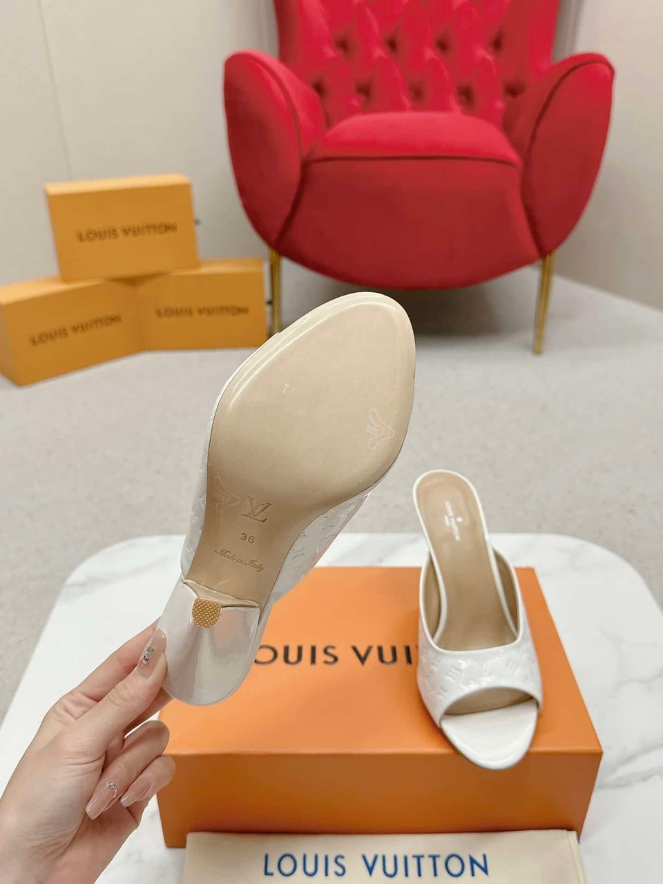 Louis Vuitton Super Mule Sandals White 1Acj51 view 3