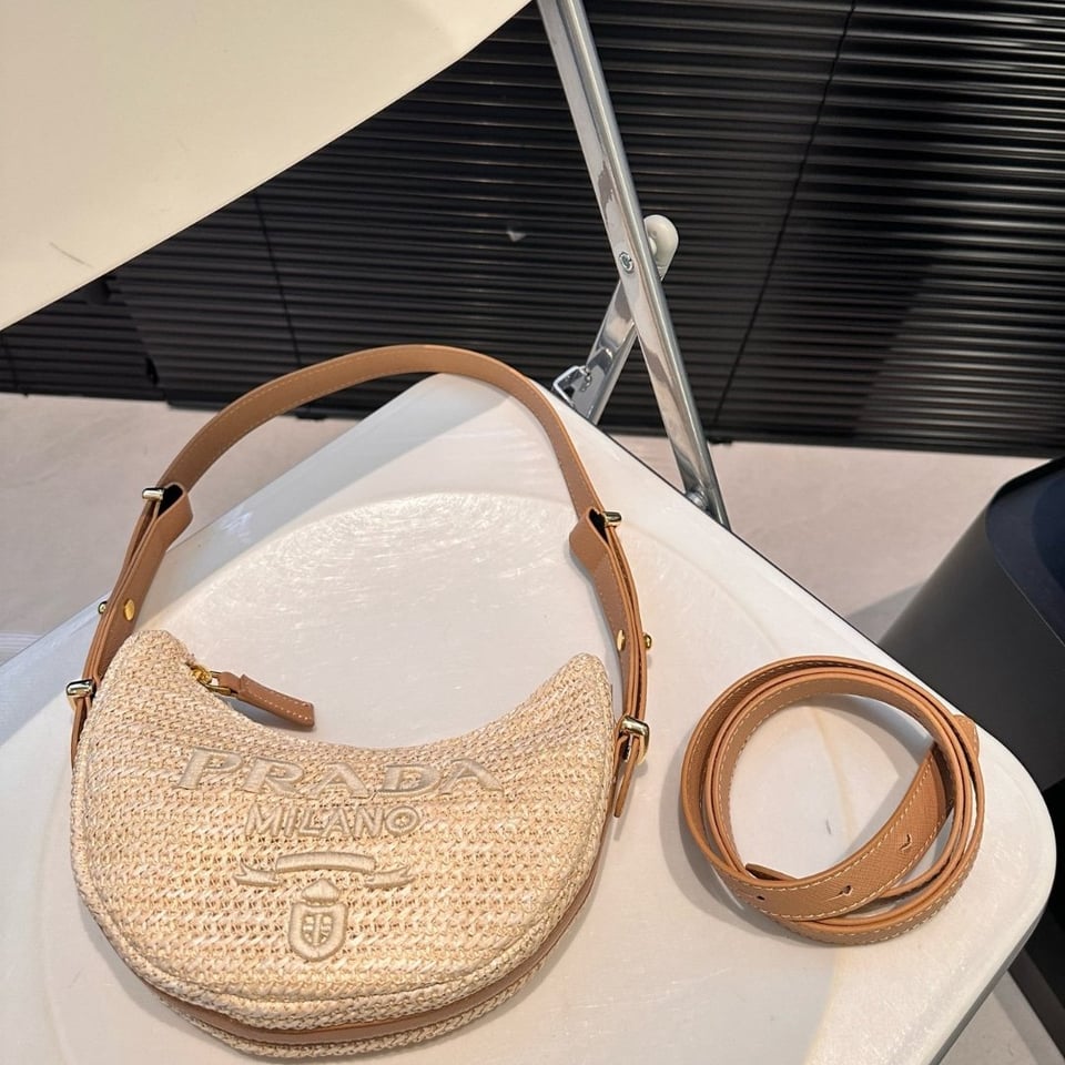 Prada Arqué Crochet Shoulder Bag Natural 22Cm view 4