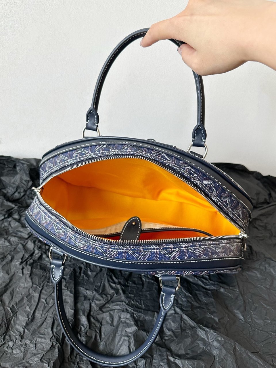 Goyard Goya Bowling Ball Medium Navy Blue Canvas 35cm view 10
