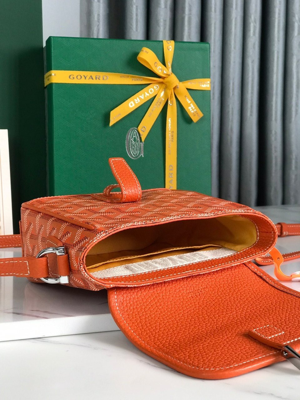 Goyard Grand Bleu 16 Cm Orange Goyardine Canvas And Lambskin view 8