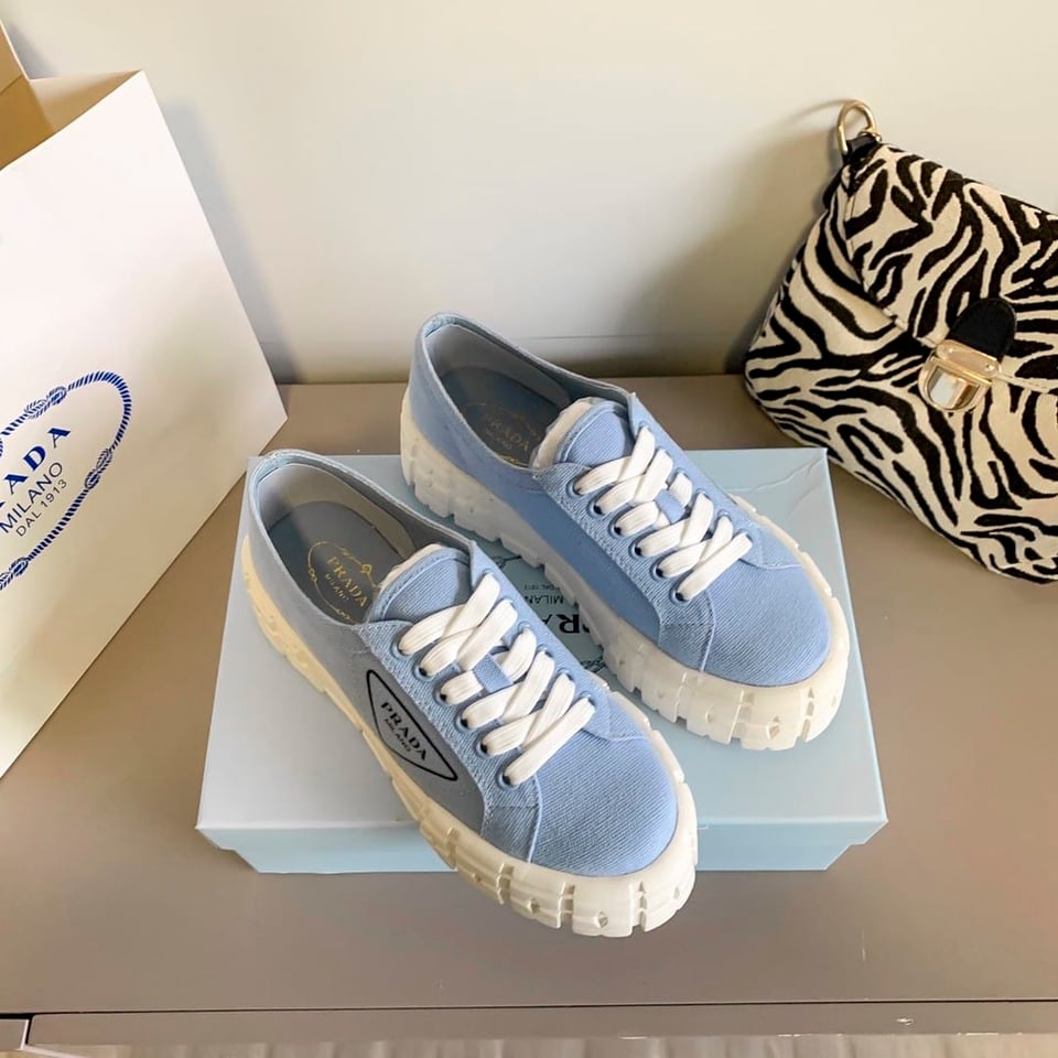 Prada Double Wheel Nylon Gabardine Sneaker Light Blue 1E260M3Lfxf0591F050 view 3