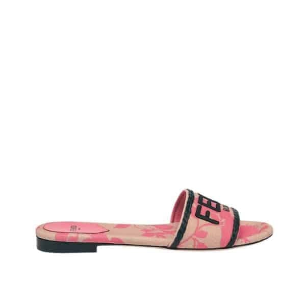 Fendi Signature Canvas Slides Pink 8R8092An7Mf1Kou view 2