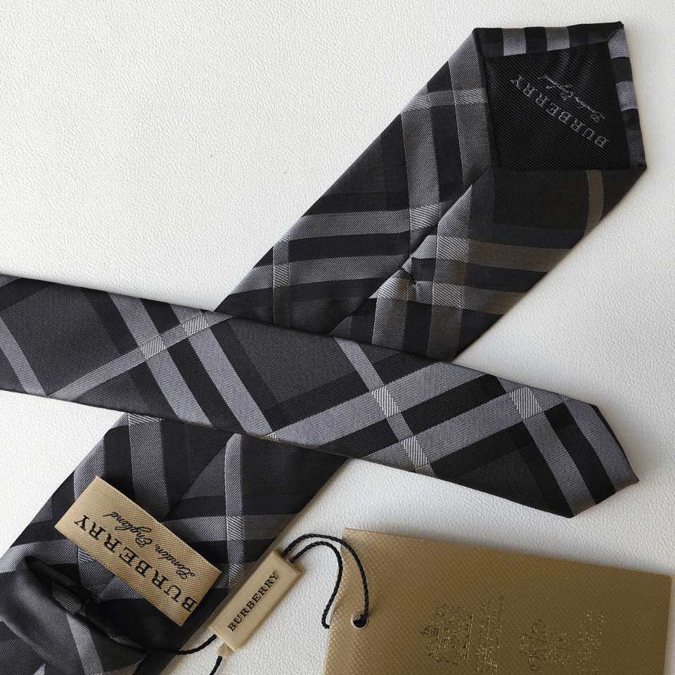 Burberry Grey Luxe Check Silk Tie For Men view 4