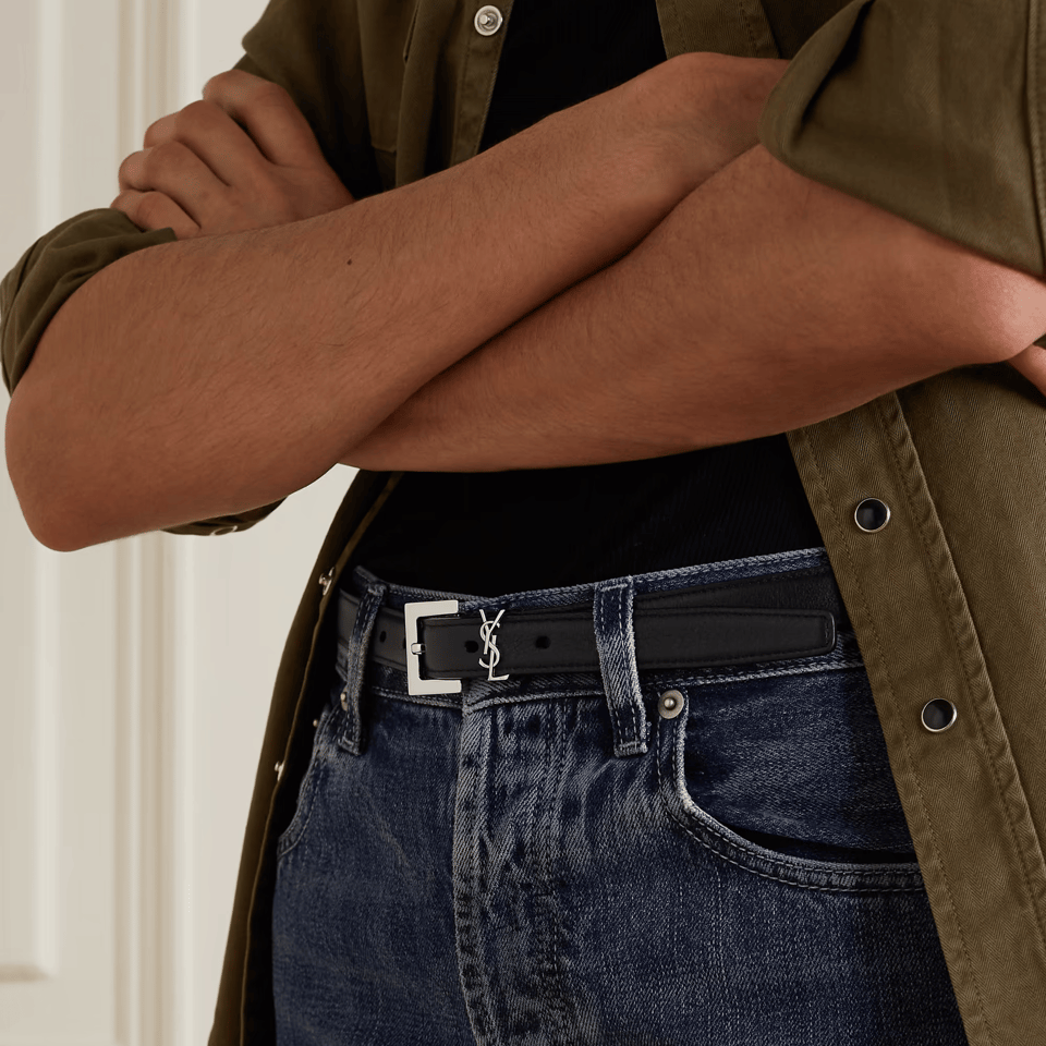 Saint Laurent Cassandre Leather Belt view 6