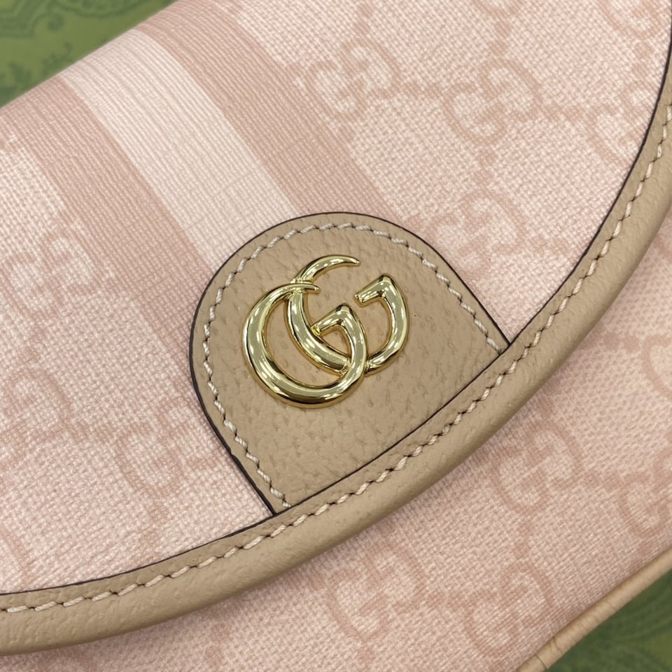 Gucci Monogram Textured Dollar Mini Ophidia Rose Pink view 5
