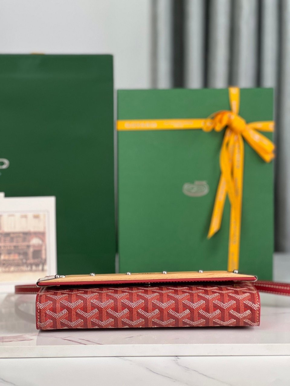 Goyard Monte-Carlo Pm Clutch 25 Cm Classic Red Goyardine Canvas view 7