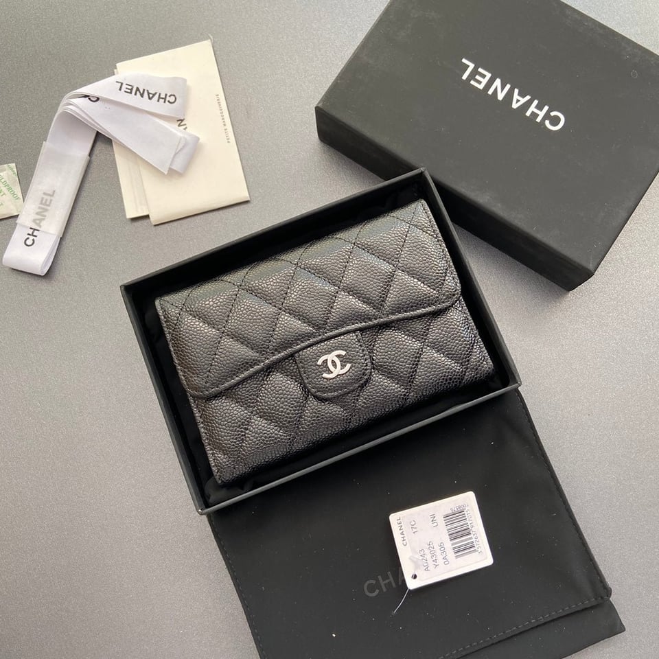 Chanel Wallet 15Cm Black Caviar Silver Hardware view 6