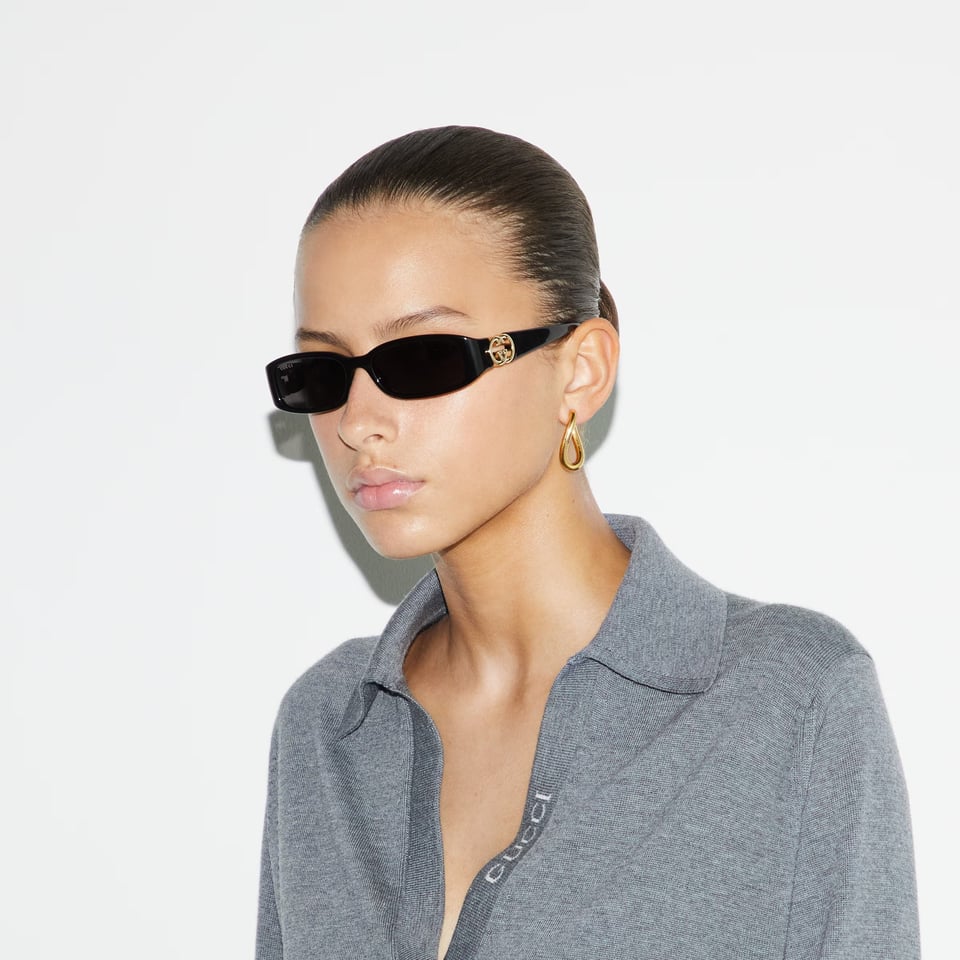 Gucci Black Rectangular Frame Sunglasses GG1661S view 4