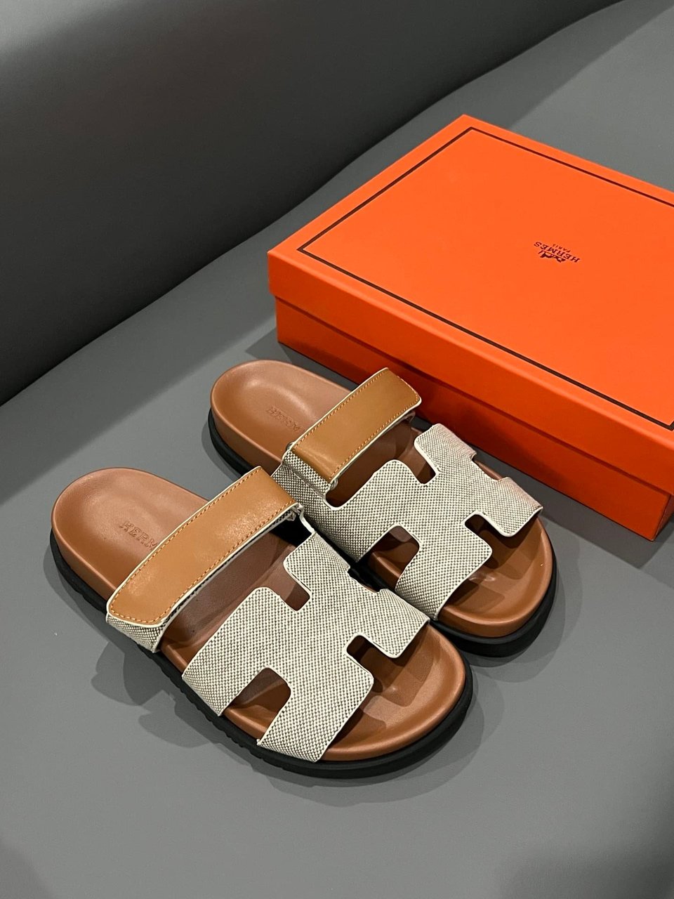 Hermes Chypre Sandal Prunoir Canvas Natural view 3