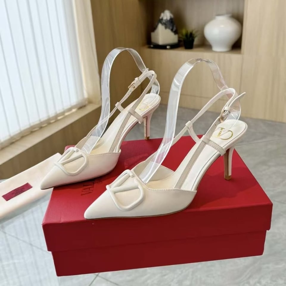 Valentino Vlogo Signature Patent Leather Slingback Pump White view 3