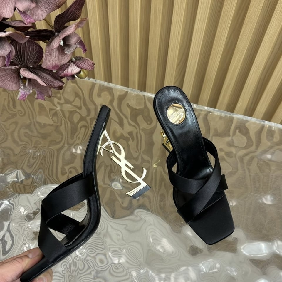 Saint Laurent Opyum Mules In Satin Crepe Black 8189319Qab11000 view 5