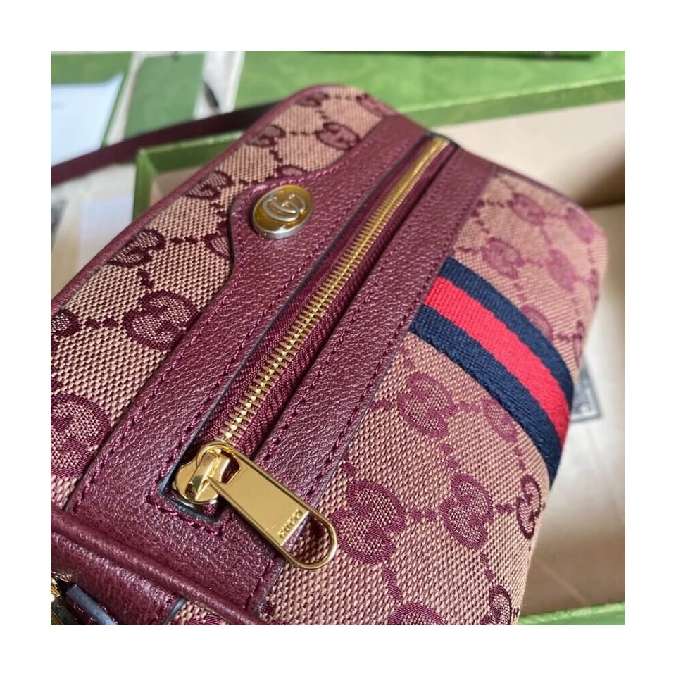 Gucci Ophidia Mini Bag With Web Burgundy view 8