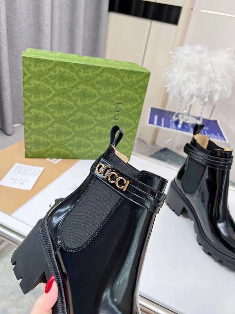 Gucci Mid Heel Boot With Logo Black? 734909 Aabk6 1000 view 9