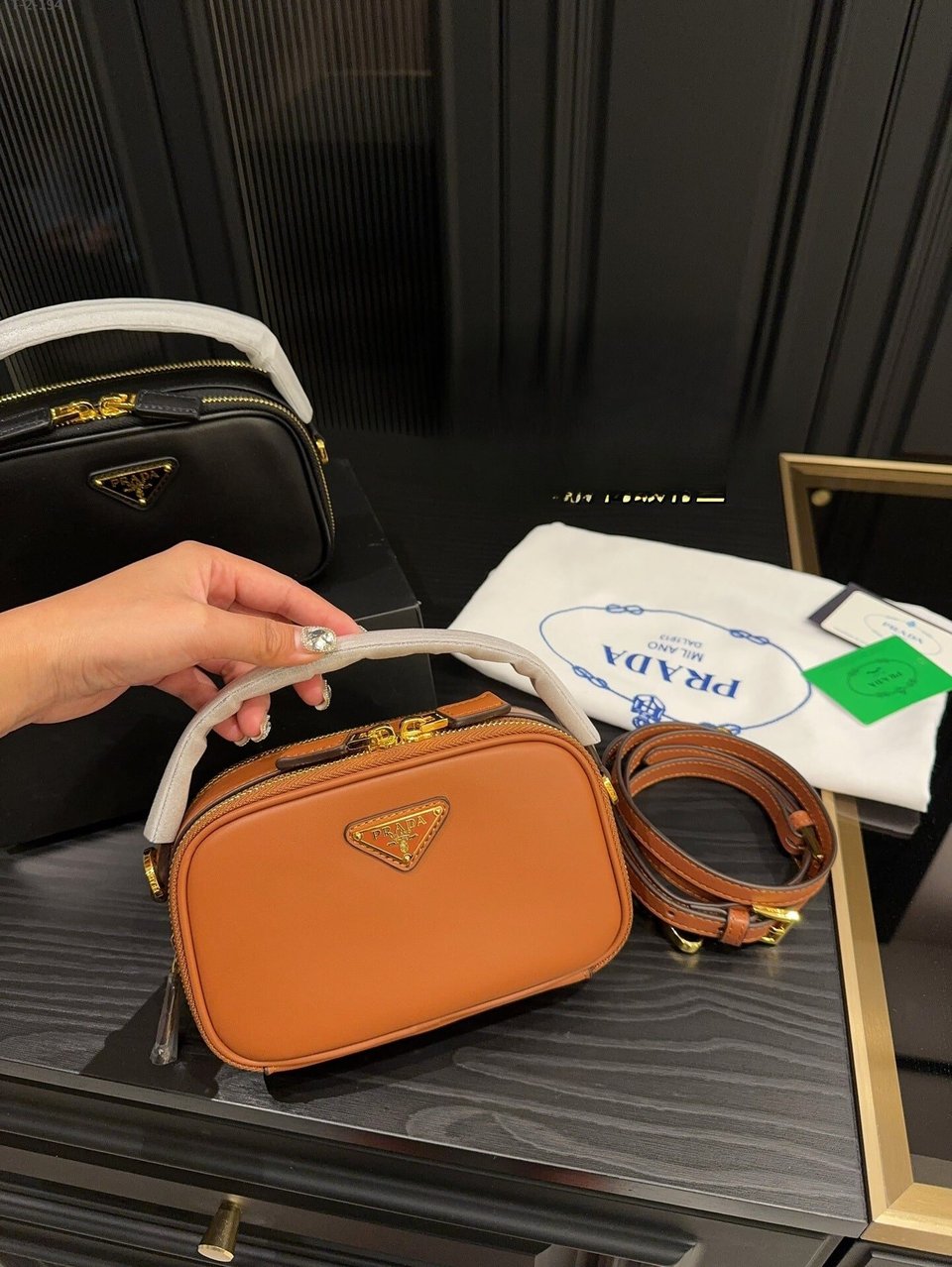 Prada Odette Leather Mini Bag Brown 18Cm view 11