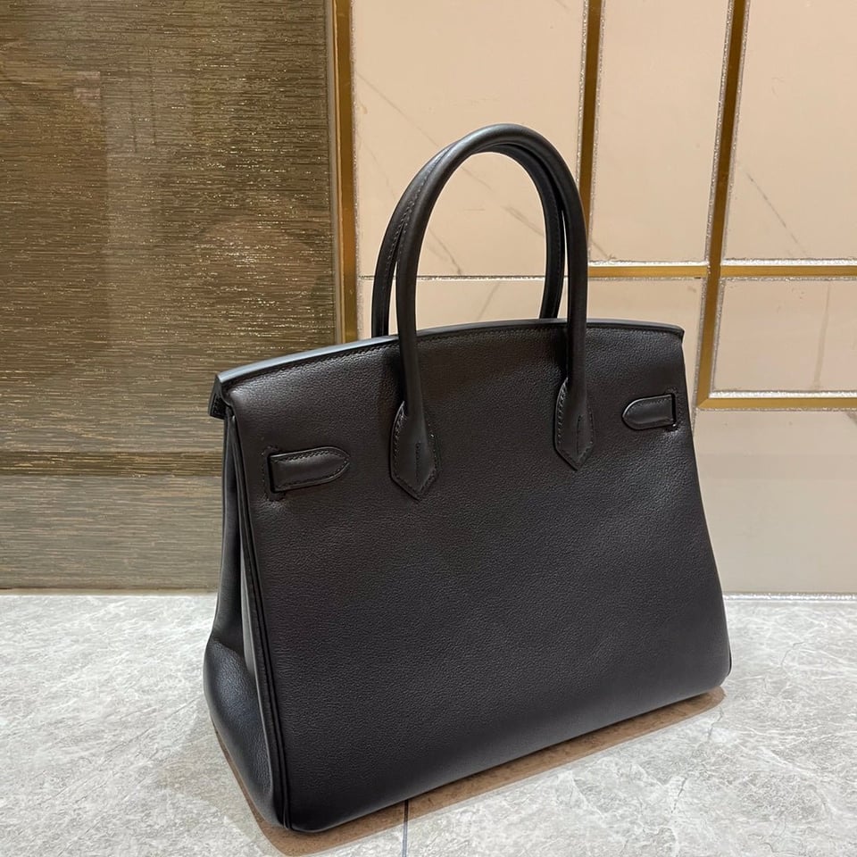 Hermes Birkin 25Cm Black Swift Leather Gold Hardware view 5
