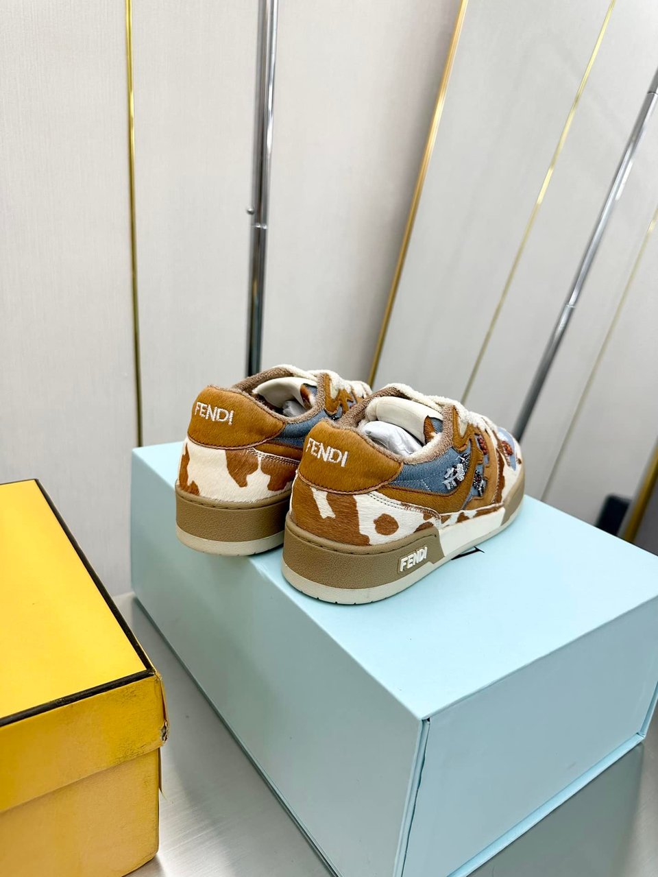 Fendi Match Suede Low Tops Brown And Blue view 6