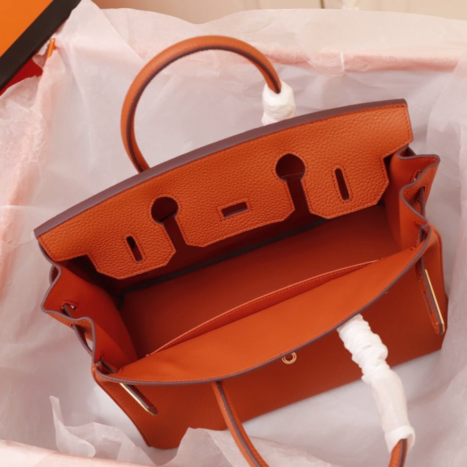 Hermes Birkin Bag 35 Fire Togo Gold Hardware view 4