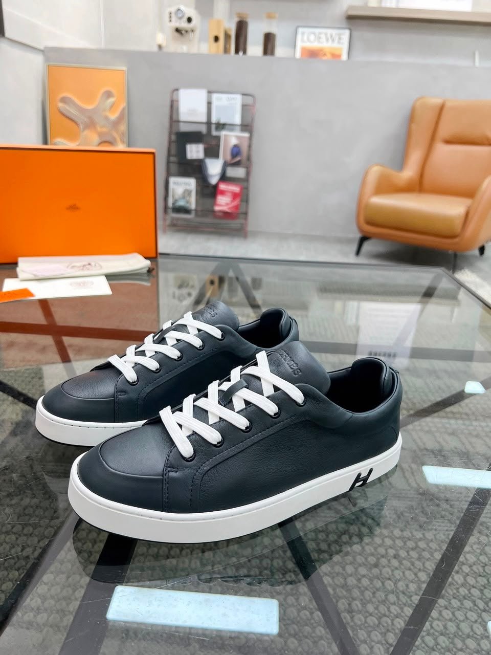 Hermes Kid Sneakers Noir Color Goatskin H251929ZH01410 view 11