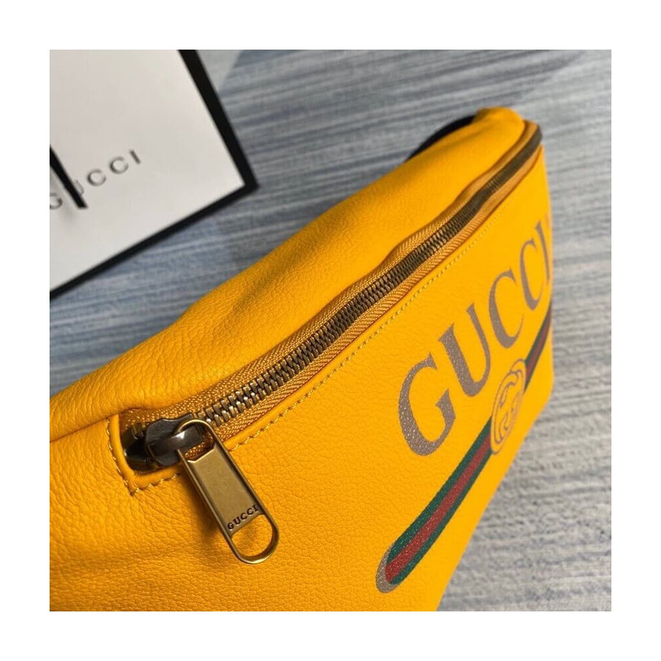 Gucci Print Leather Belt Bag Yellow view 7