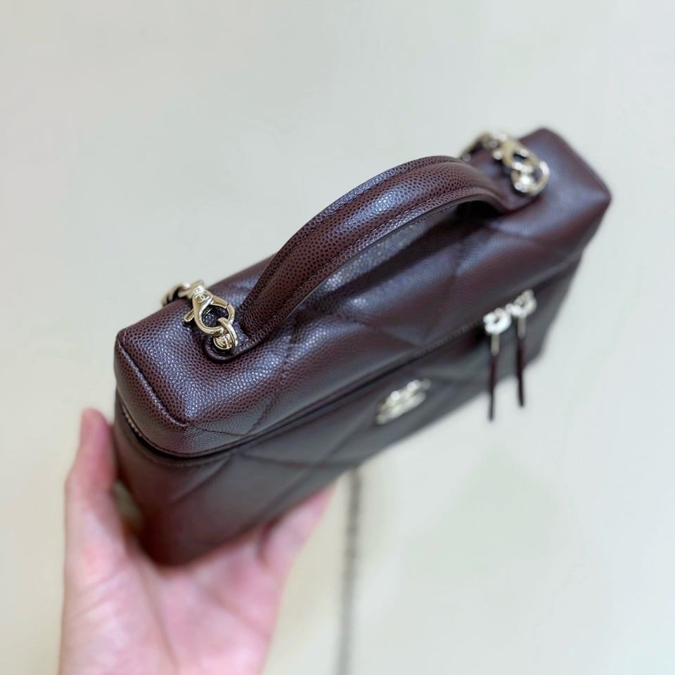 Chanel Top Handle Slim Vanity Case Dark Brown Hardware 19cm/7.5in view 6
