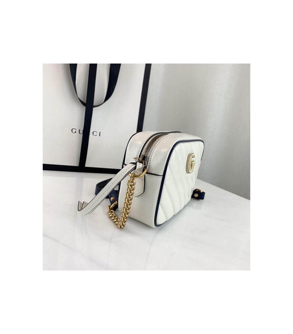 Gucci Diagonal GG Marmont Mini Bag White/Blue view 4