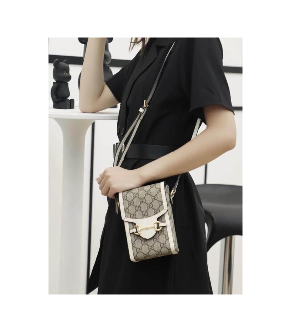 Gucci GG Supreme Horsebit 1955 Mini Bag White view 6