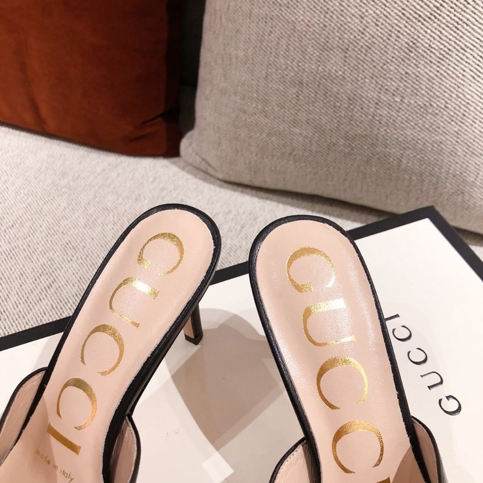 Gucci Sylvie Chain Mule Sandals Black view 5