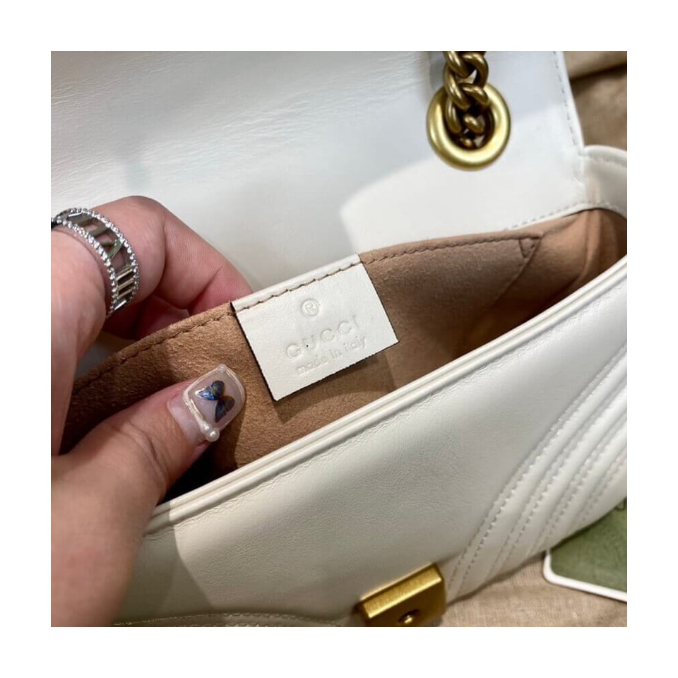 Gucci GG Marmont Matelasse Chevron Leather Mini Bag White view 14