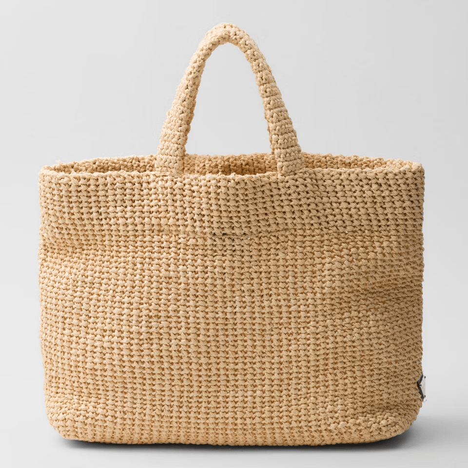 Prada Crochet Logo Tote Bag 40cm view 7
