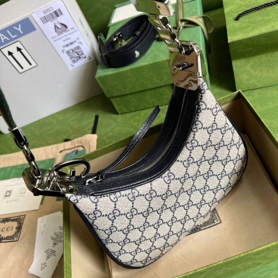 Gucci GG Supreme Attache Small Shoulder Bag Blue view 9