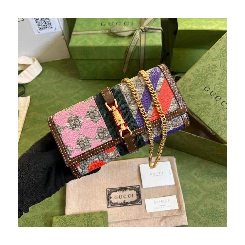 Gucci Jackie 1961 Chain Wallet With Geometric Print 19cm view 3
