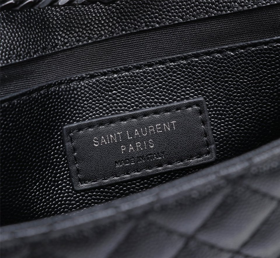 Saint Laurent Envelope Small Bag In Mix Matelasse Grain De Poudre Embossed Black Noir view 6